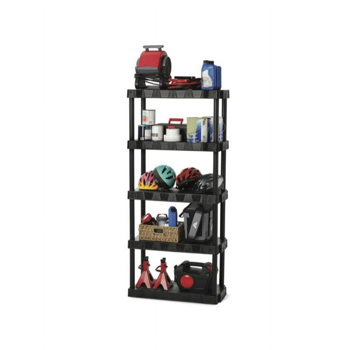 Hyper Tough 13.88"D x 30"W x 73.9"H 5-Shelf Plastic Garage Shelves, Black