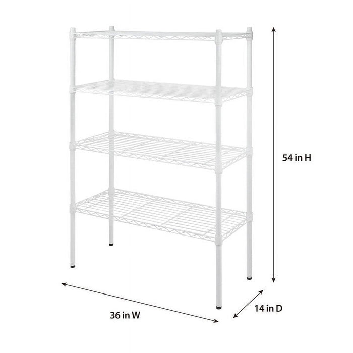 Hyper Tough 4-Tier Wire Shelf Unit, White, Garage Storage, Storage Rack, Adult