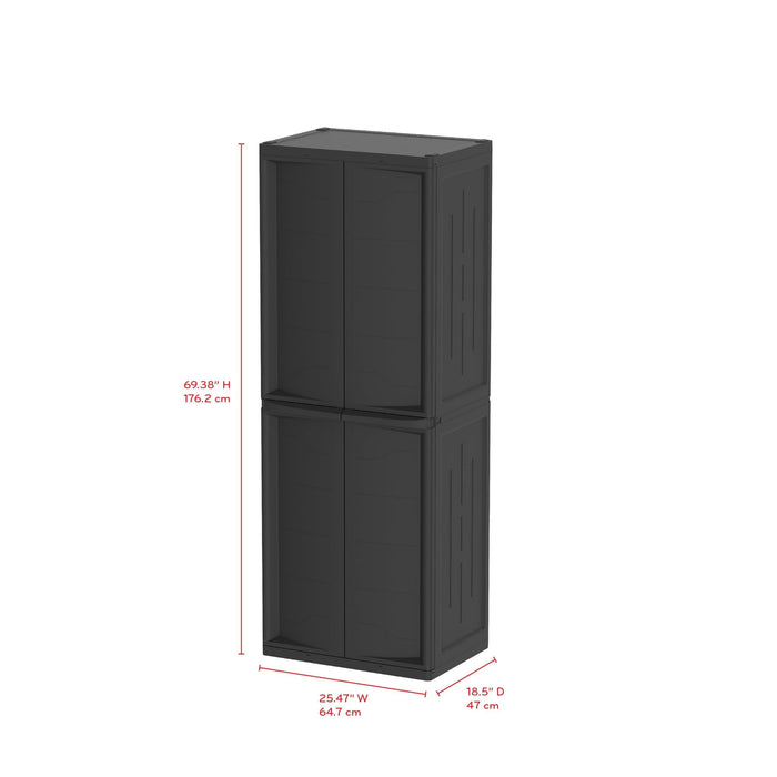 Hyper Tough Plastic 4-Shelf Garage Storage Utility Cabinet, Black Finish, HT-4SHFF-CABT Model, Black