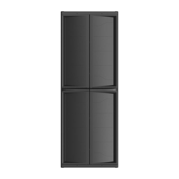 Hyper Tough Plastic 4-Shelf Garage Storage Utility Cabinet, Black Finish, HT-4SHFF-CABT Model, Black