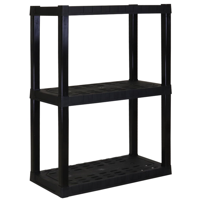 Hyper Tough 3-Tier Plastic Shelves, W30 x D14 x H39" Multipurpose Garage Shelf Organizer, Black