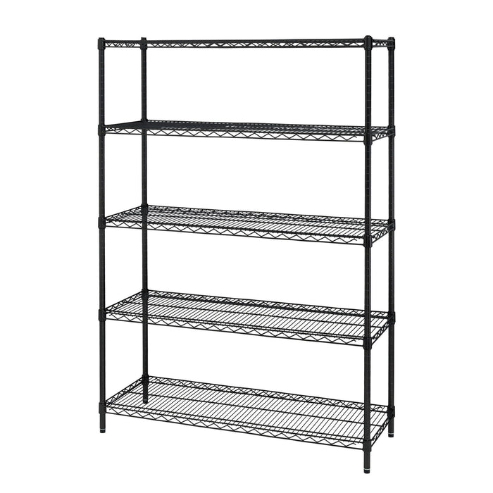 Hyper Tough Black Wire Shelf 5-Tier Heavy Duty 72"H x 48"W x 16"D, 3000lb Total Capacity