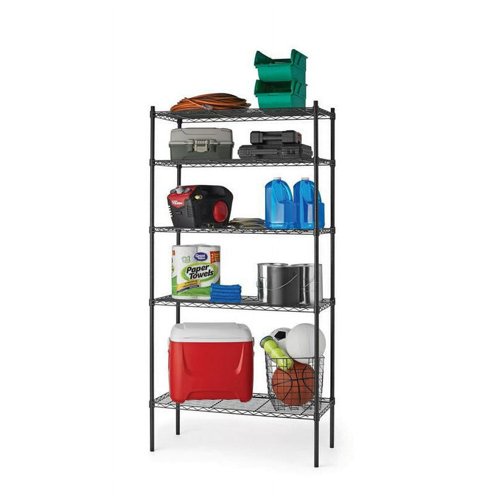 Hyper Tough Black Wire Shelf 5-Tier 72" H x 36" W x 16" D, 1750lb Total Capacity