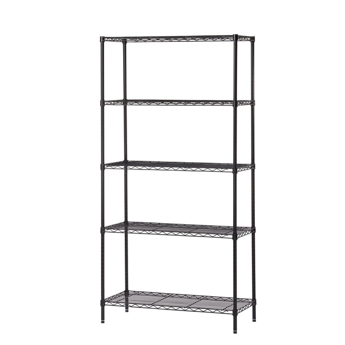 Hyper Tough Black Wire Shelf 5-Tier 72" H x 36" W x 16" D, 1750lb Total Capacity