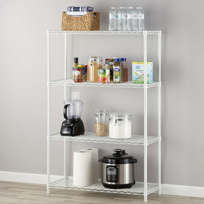 Hyper Tough White Wire Shelf 4-Tier 54"H x 36"W x 14"D, 1400lbs Total Capacity