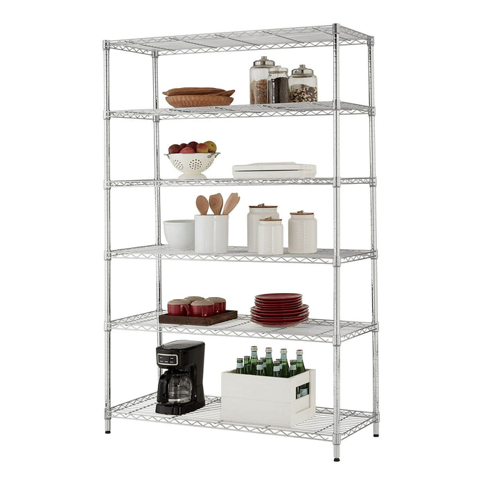 Hyper Tough Chrome Wire Shelf 6-Tier 72"H x 47.7"W x 18"D, 2100lbs Total Capacity