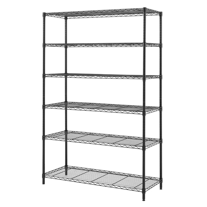 Hyper Tough Black Wire Shelf 6-Tier 72"H x 47.7"W x 18"D, 2100lbs Total Capacity