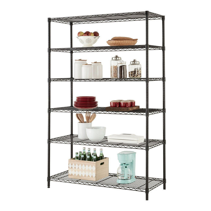 Hyper Tough Black Wire Shelf 6-Tier 72"H x 47.7"W x 18"D, 2100lbs Total Capacity