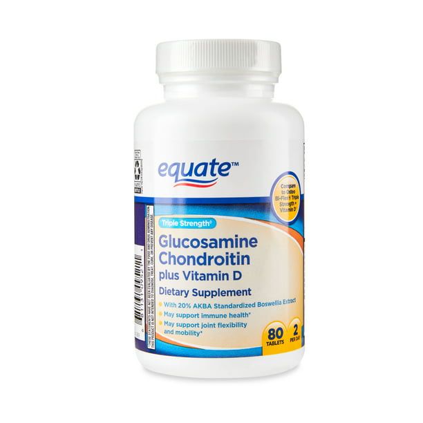 Equate Triple Strength Glucosamine Chondroitin Plus Vitamin D Tablets; 80 Count