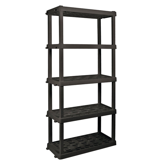 Hyper Tough Large 5-Tier Plastic Shelves, Interlocking Multipurpose Plastic Organizer, W36 x D18 x H74 Black