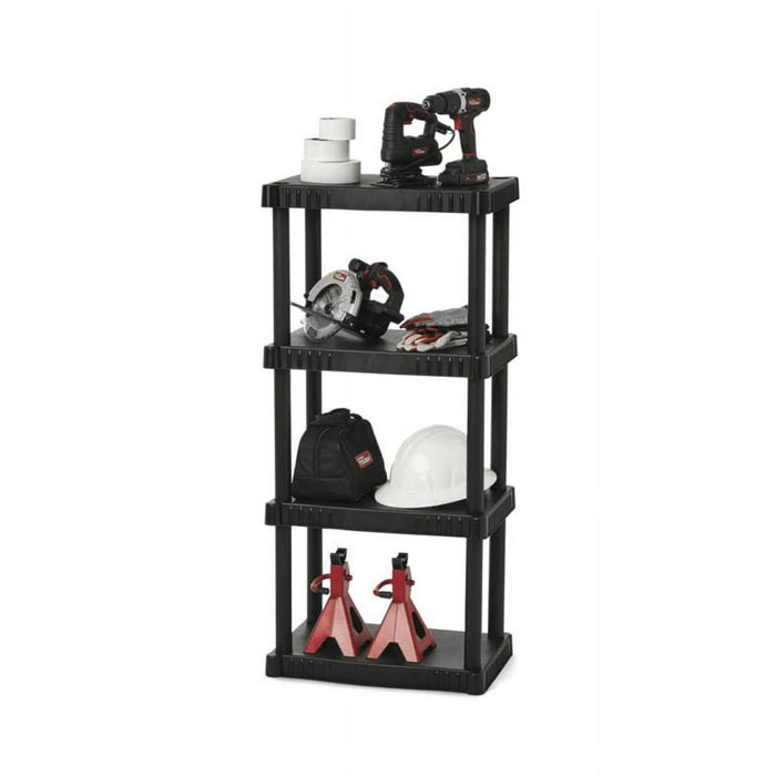 Hyper Tough Plastic 4-Tier Storage Shelves 47.6"H x 21.75"W x 14"D, 240lb Total Capacity, Black