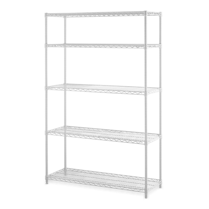 Hyper Tough White Wire Shelf 5-Tier Heavy Duty 72"H x 48"W x 16"D, 3000lb Total Capacity