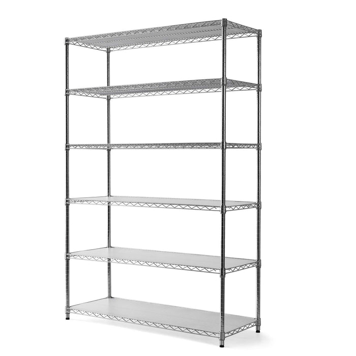 Hyper Tough Chrome Wire Shelf 6-Tier 72" H x 47.7" W x 18" D, 3600lb Total Capacity with Shelf Liners