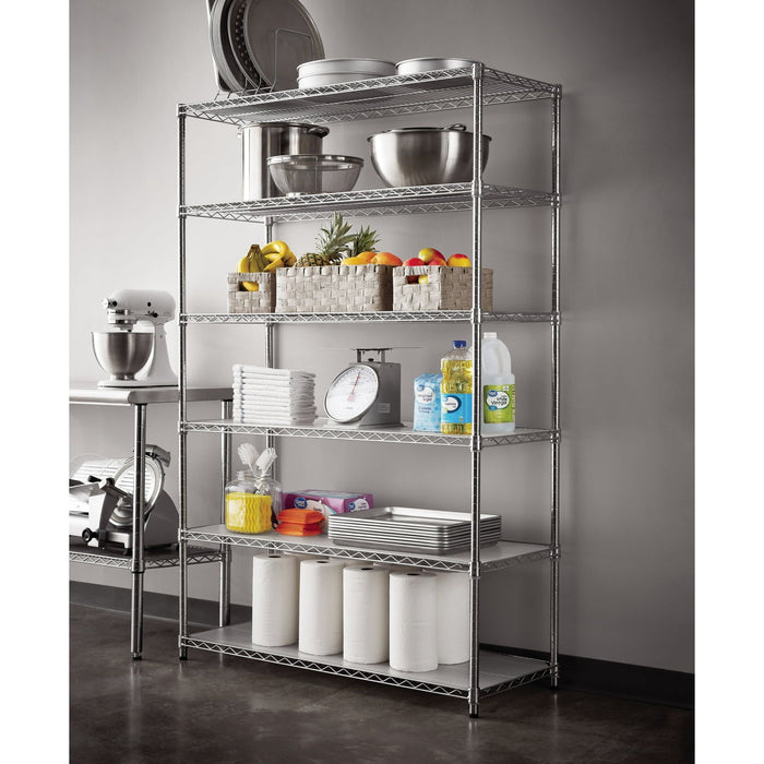 Hyper Tough Chrome Wire Shelf 6-Tier 72" H x 47.7" W x 18" D, 3600lb Total Capacity with Shelf Liners