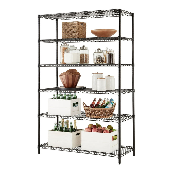 Hyper Tough Black Wire Shelf 6-Tier 72"H x 47.7"W x 18"D, 3600lbs Total Capacity