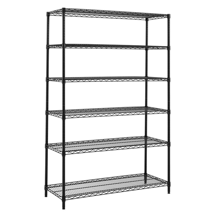 Hyper Tough Black Wire Shelf 6-Tier 72"H x 47.7"W x 18"D, 3600lbs Total Capacity