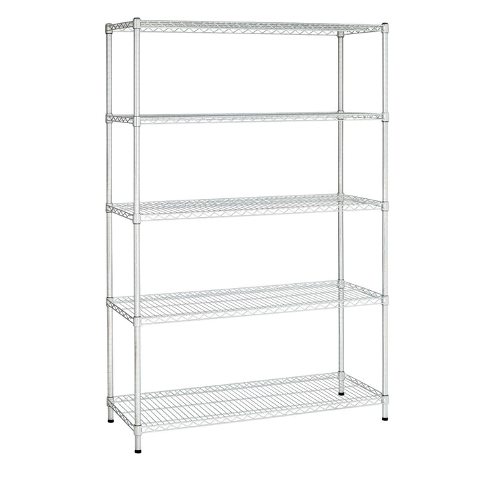 Hyper Tough Chrome Wire Shelf 5-Tier Heavy Duty 72"H x 48"W x 16"D, 3000lb Total Capacity