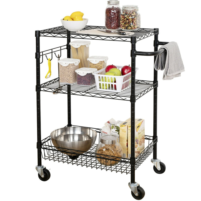 Hyper Tough Wire 3-Tier Storage Shelf Unit 36"H x 16"W x 30"D, 495lb Total Capacity, Black