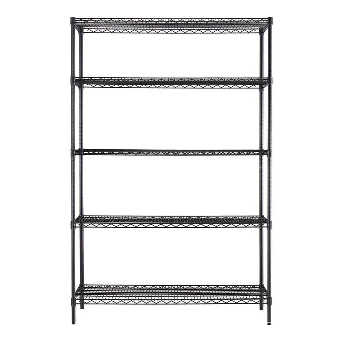 Hyper Tough Black Wire Shelf 5-Tier Heavy Duty 72"H x 48"W x 24"D, 4000lb Total Capacity