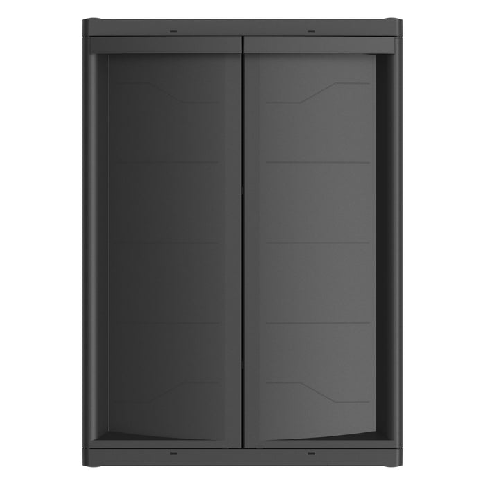 Hyper Tough Plastic Garage Cabinet 2 Shelf 18.5Dx25.47Wx35.43"H, Black Finish