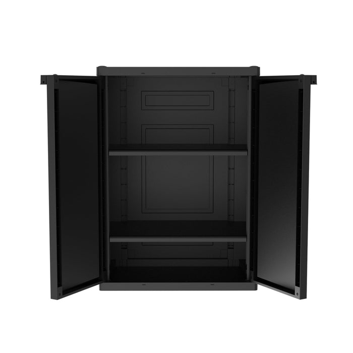 Hyper Tough Plastic Garage Cabinet 2 Shelf 18.5Dx25.47Wx35.43"H, Black Finish