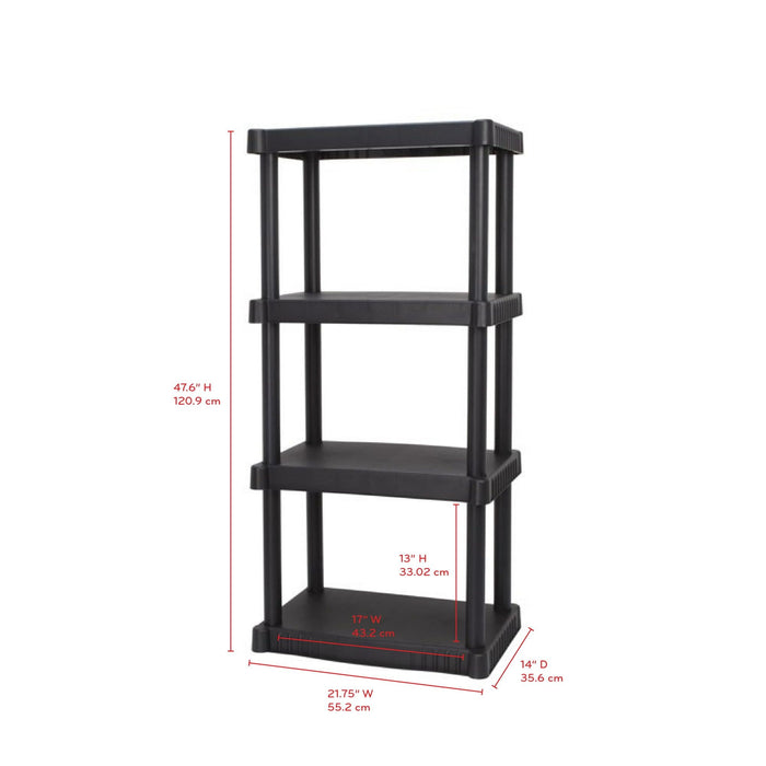 Hyper Tough 4-Shelf Plastic Garage Shelves, Black, Holds up to 340 lbs (3 Pack)