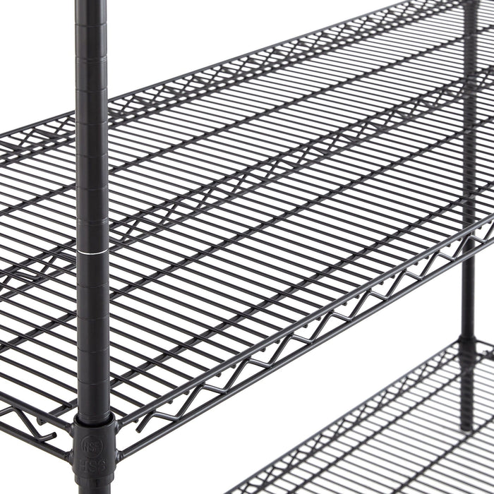 Hyper Tough Black Wire Shelf 4-Tier Heavy Duty 72"H x 60"W x 24"D, 4000lbs Total Capacity