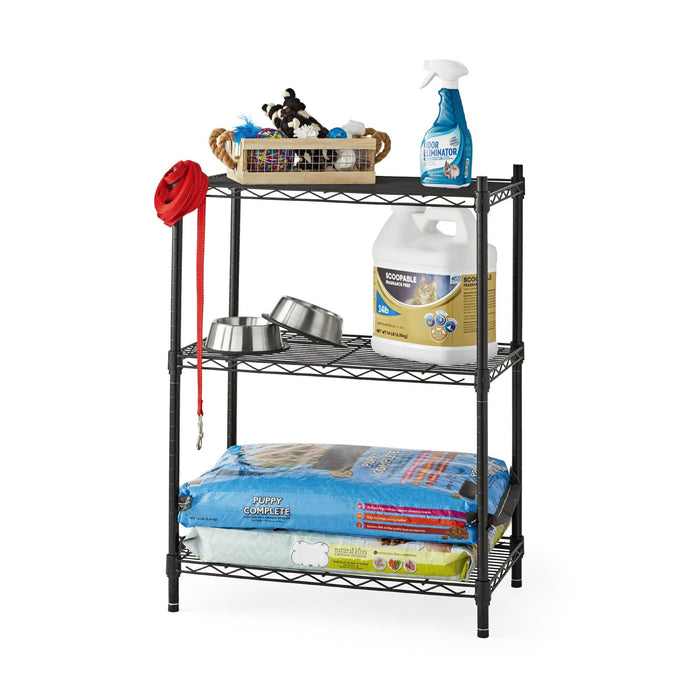 Hyper Tough Steel 3-Tier Storage Shelf Unit 30.60"H x 13.40"W x 23.20"D, 750lb Total Capacity, Black