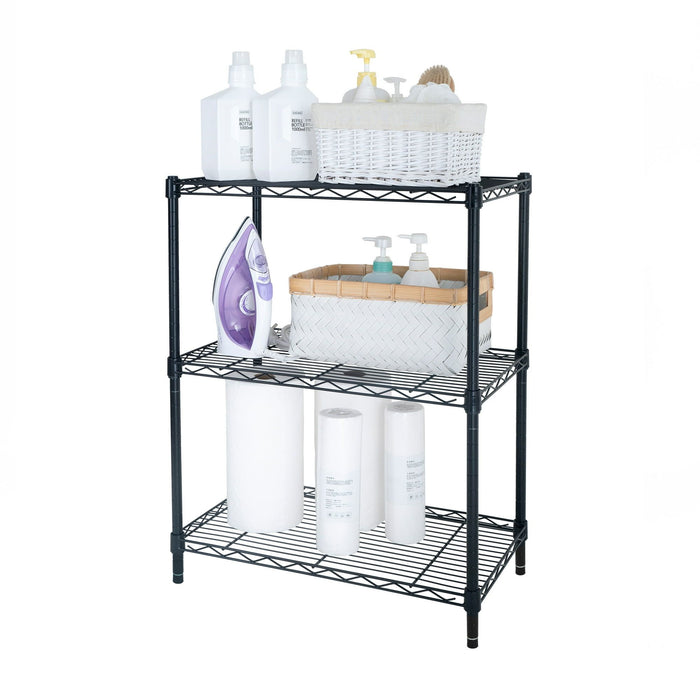 Hyper Tough Steel 3-Tier Storage Shelf Unit 30.60"H x 13.40"W x 23.20"D, 750lb Total Capacity, Black