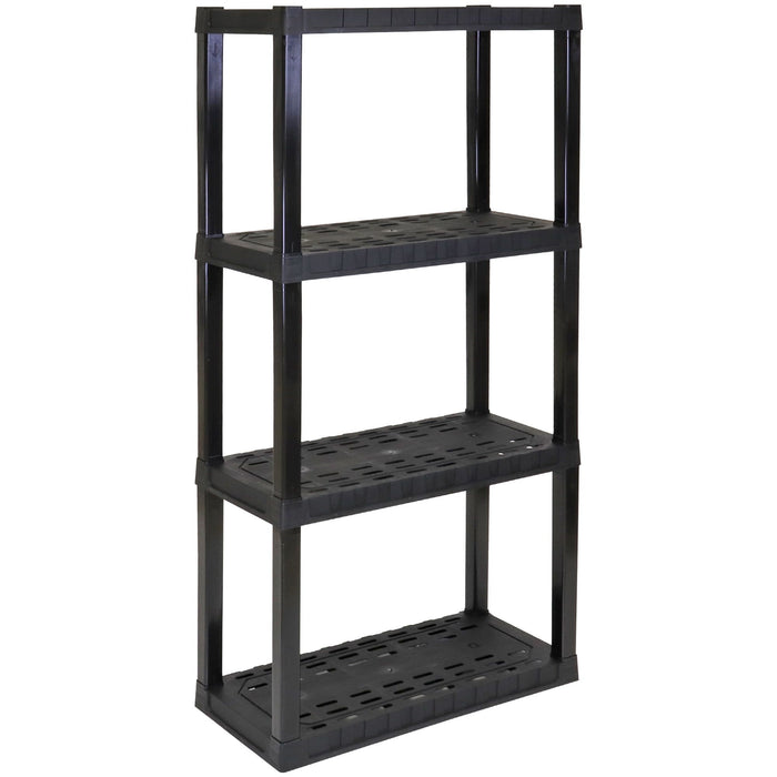 Hyper Tough 4-Tier Plastic Shelves, W30 x D14 x H56" Multipurpose Garage Shelf Organizer, Black