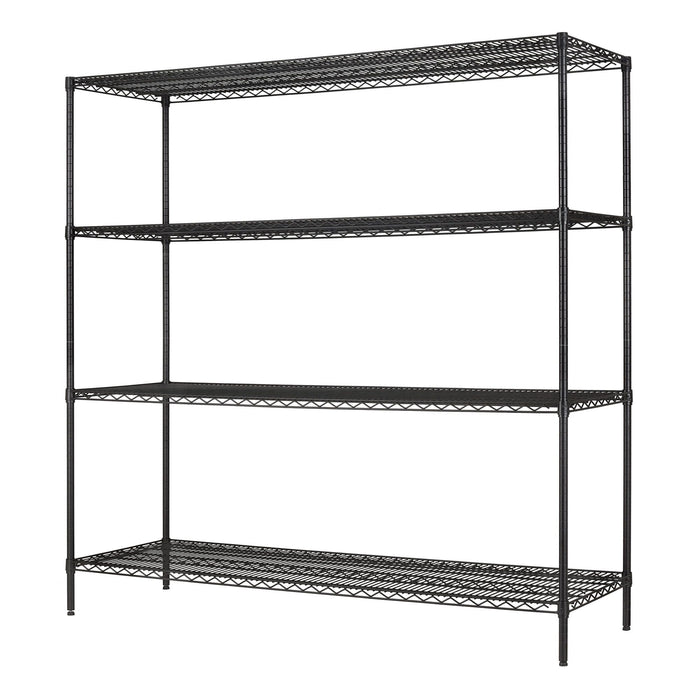 Hyper Tough Black Wire Shelf 4-Tier Heavy Duty 72"H x 72"W x 24"D, 4000lbs Total Capacity