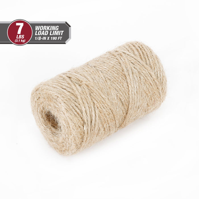 Hyper Tough 190' Jute Twine Natural, Biodegradable, 7 lb Working Load Limit, Brown, Rope