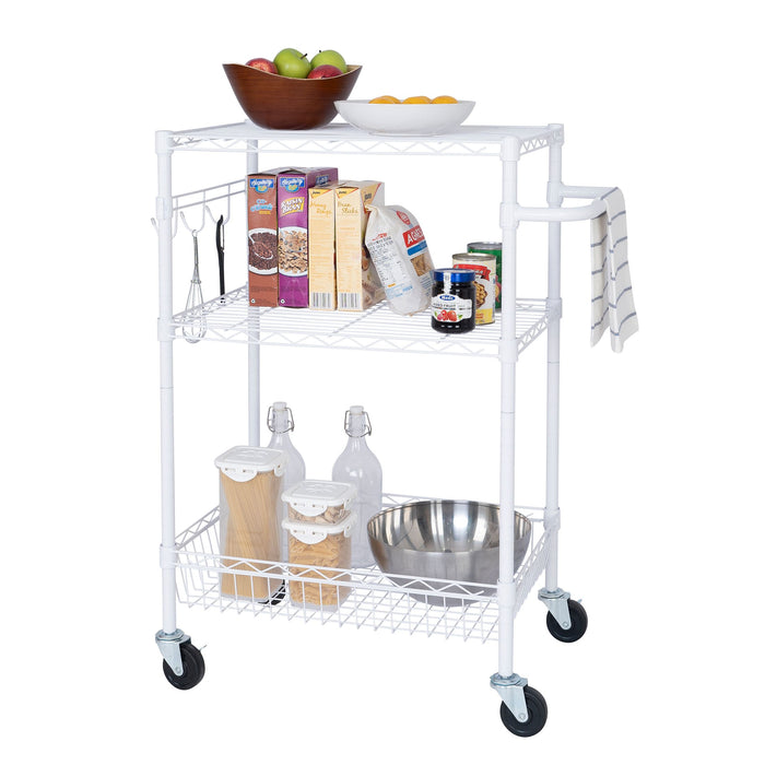 Hyper Tough Wire 3-Tier Storage Shelf Unit 36"H x 16"W x 30"D, 495lb Total Capacity, White