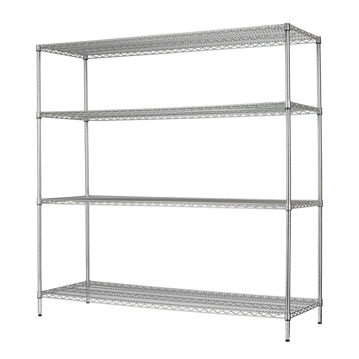 Hyper Tough Chrome Wire Shelf 4-Tier Heavy Duty 72"H x 72"W x 24"D, 4000lbs Total Capacity