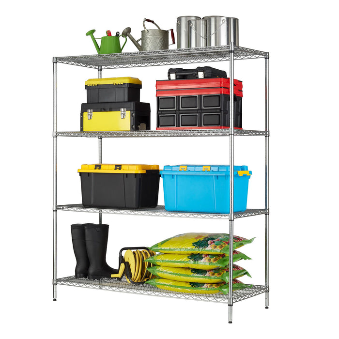 Hyper Tough Chrome Wire Shelf 4-Tier Heavy Duty 72"H x 60"W x 24"D, 4000lbs Total Capacity