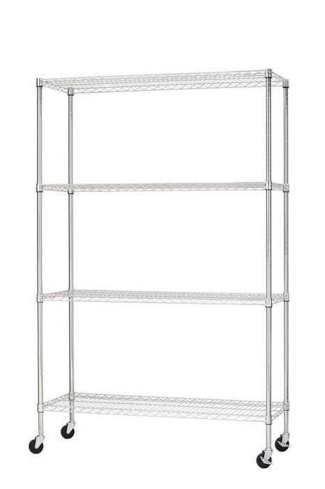 Hyper Tough Chrome Wire Shelf 4-Tier Heavy Duty 72"H x 48"W x 18"D, 2400lbs Total Capacity