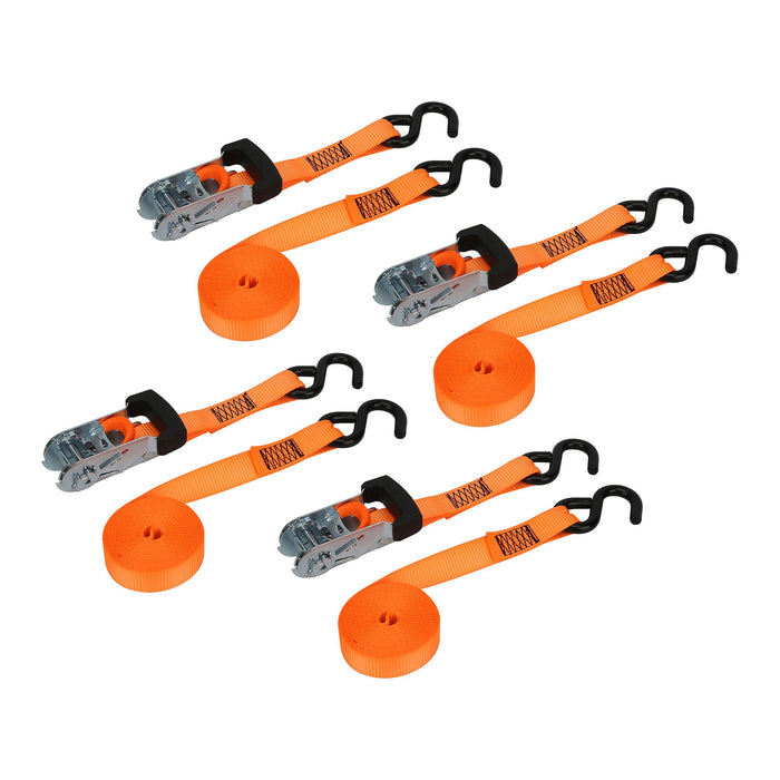 Hyper Tough 1'x14' Tie-Downs Ratchet 1,000lbs Work Load with 'S' Hooks 4 - Pack