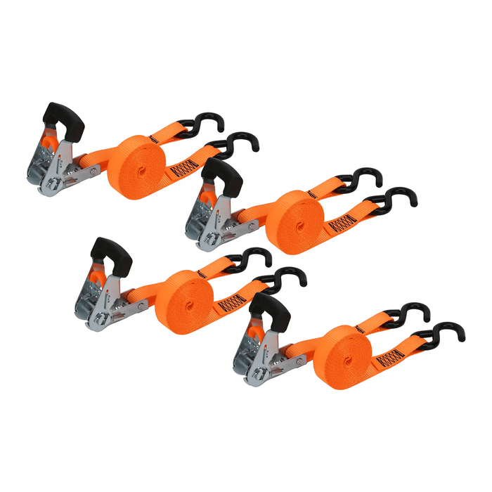 Hyper Tough 1'x14' Tie-Downs Ratchet 1,000lbs Work Load with 'S' Hooks 4 - Pack