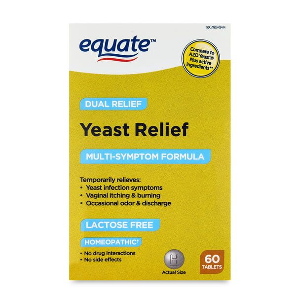 Equate Yeast Relief Multi-Symptom Formula; 60 Count