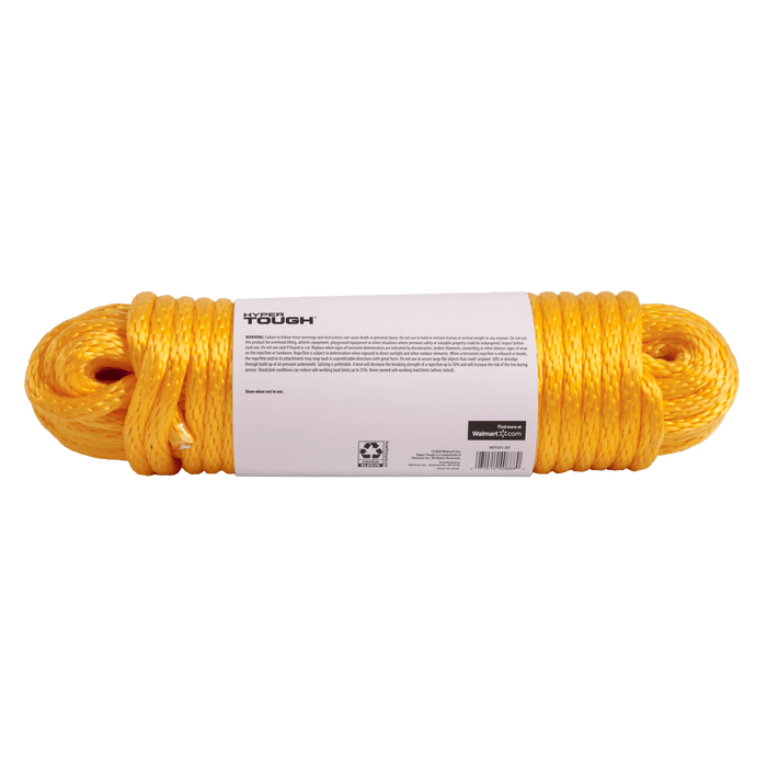 Hyper Tough Item MFP1675-2HT is a Solid Braid Polypropylene 1/2" Diameter x 75' Length Rope, Orange