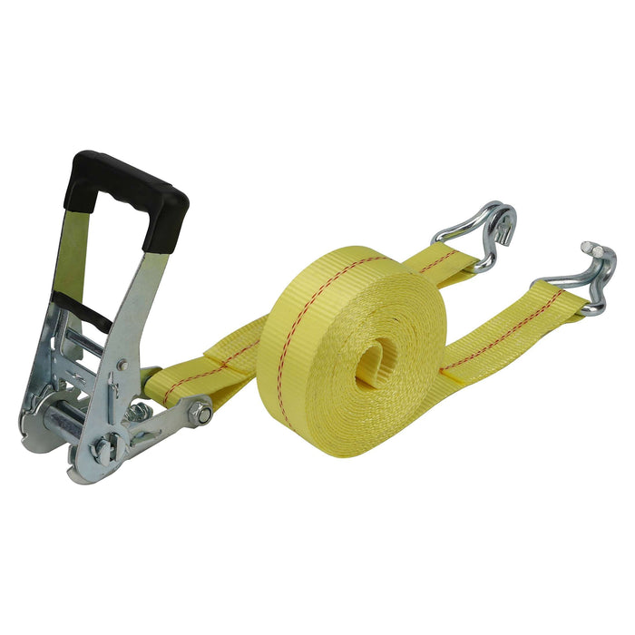 Hyper Tough Brand 2'x27" Tie down Straps with over Size Ratchet Handle 3333lbs, Work Load with DJ-Hooks Single Pack