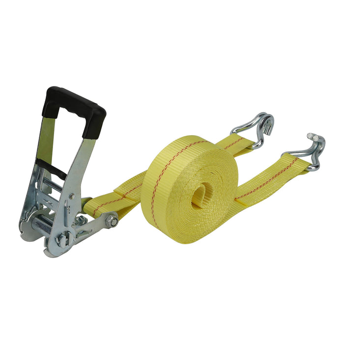 Hyper Tough Brand 2'x27" Tie down Straps with over Size Ratchet Handle 3333lbs, Work Load with DJ-Hooks Single Pack