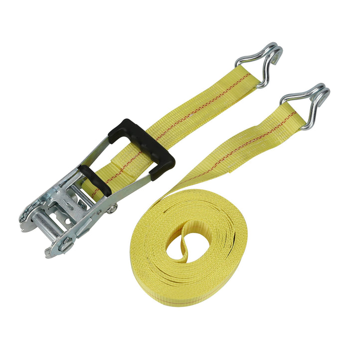 Hyper Tough Brand 2'x27" Tie down Straps with over Size Ratchet Handle 3333lbs, Work Load with DJ-Hooks Single Pack