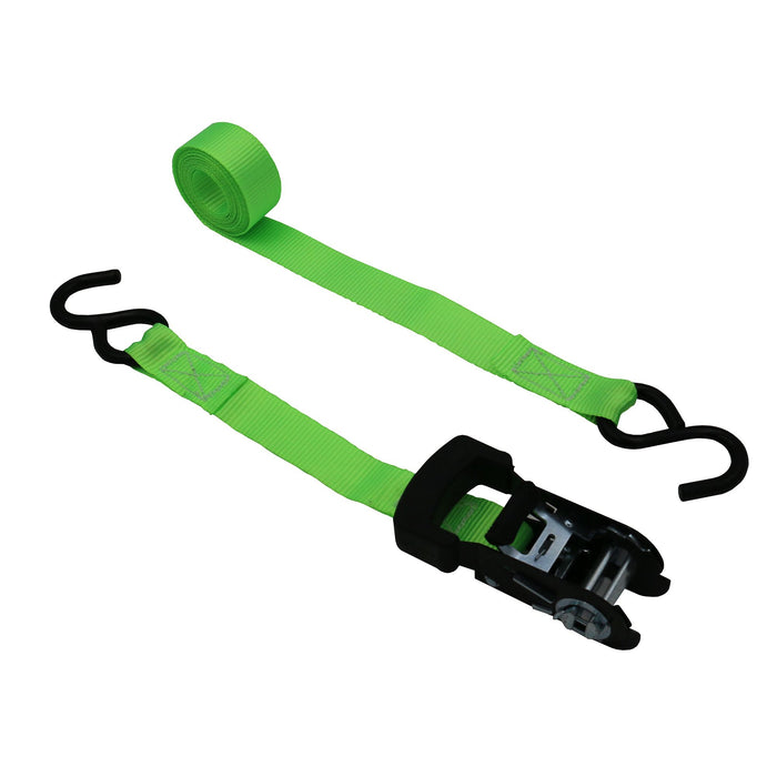 Hyper Tough 4 Pack, 10 feet Steel Ratchet Tie Downs, 500 lbs, Green, 66.7 oz