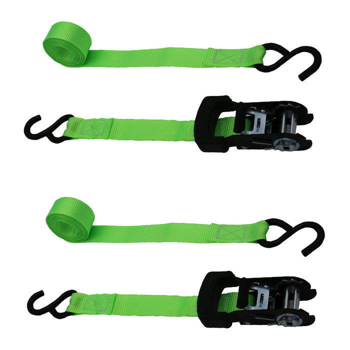 Hyper Tough 2 Pack 10 feet Steel Ratchet Tie Downs, 500 lbs, Green, 33.5 oz