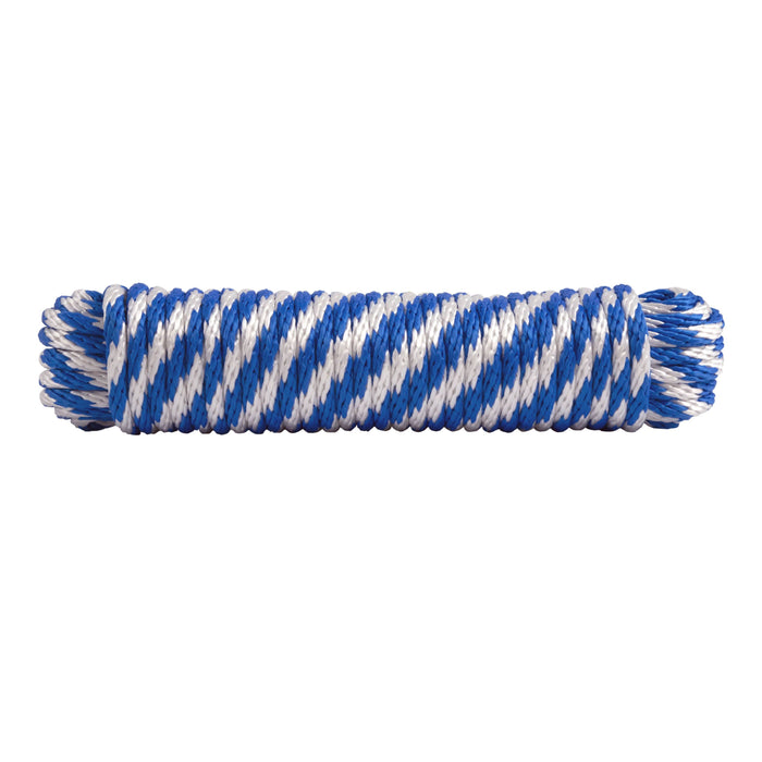 Hyper Tough Item# BWSBP850W-P-HT, Polypropylene Solid Braid Rope, Blue and White, 3/8" x 50', 1 Each