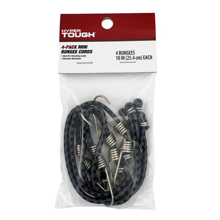 Hyper Tough 10 inch Grey Mini Rubber Bungee Cords 4 Pack