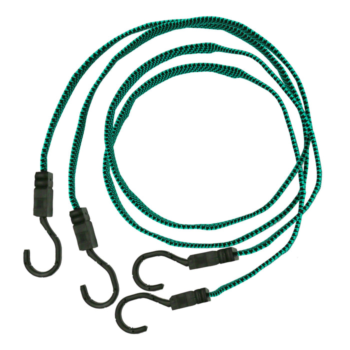 Hyper Tough 2 Pack, 48 inch Flat Bungee Cords, Rubber, Green, 0.45 oz