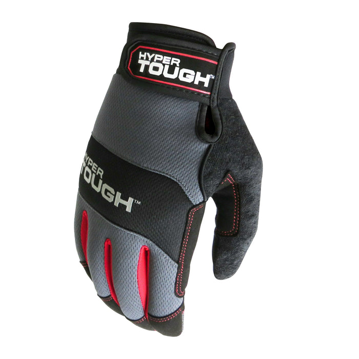 Hyper Tough High Dexterity General Purpose Work Glove, Mesh, Synthetic Leather Palm, Men's Medium