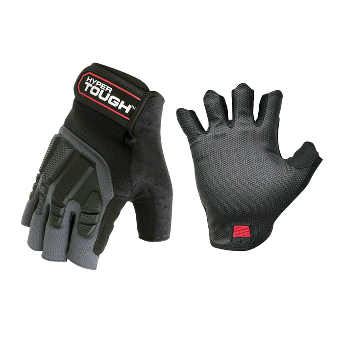 Hyper Tough Finger-Less General Work Glove, Size Large, Black, Mesh, HT88847-23